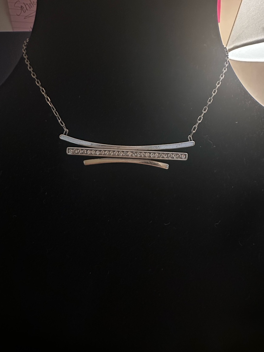 Brighton Silver-Tone Triple Bar Necklace with Crystal Accents - Women Jewelry
